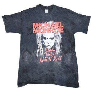 Vintage 80s Michael Monroe Dead Jail or Rock n Roll T-Shirt Hanoi Rocks Thrashed